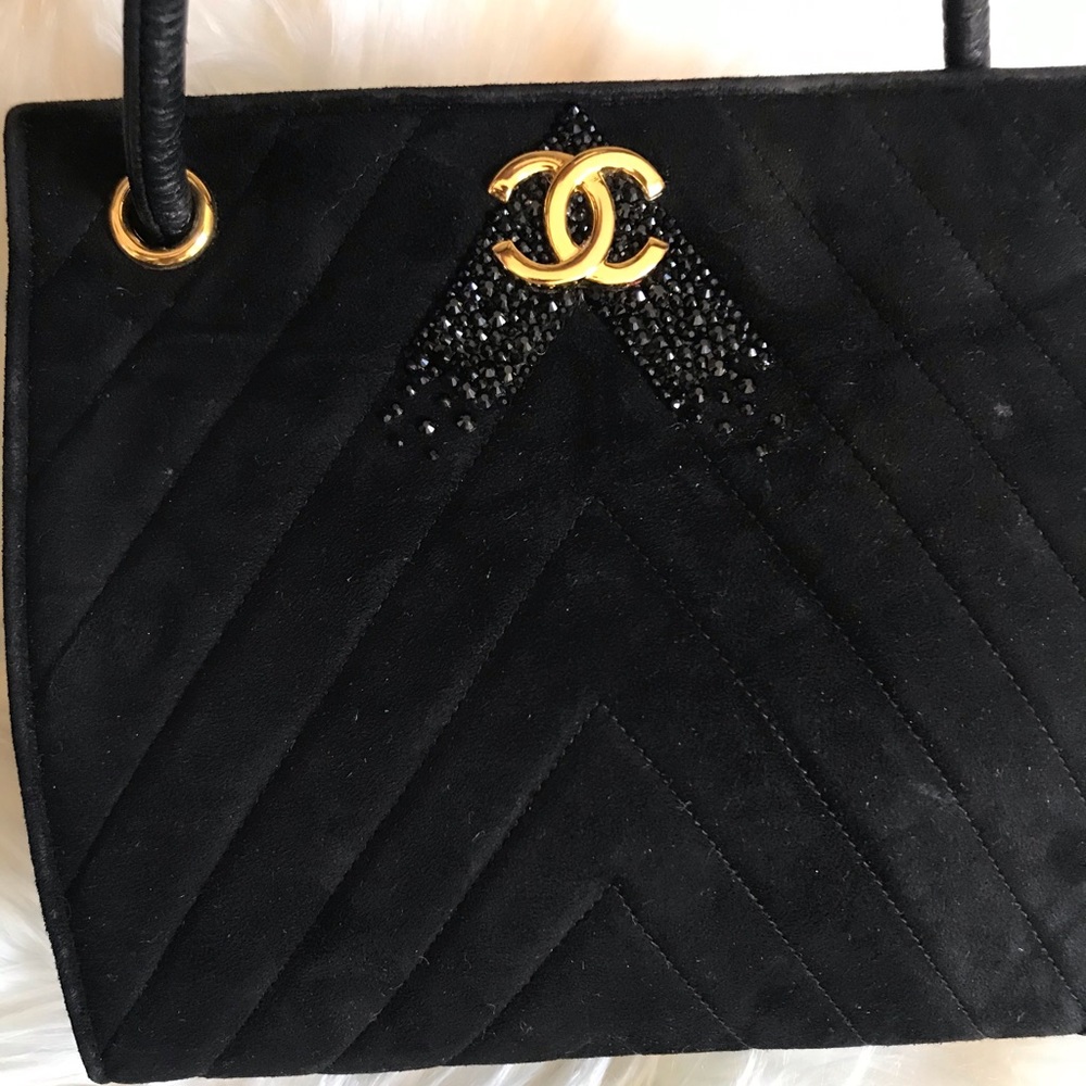 Authentic Chanel Suede Chevron Mini Shoulder Bag - Picture 10 of 13